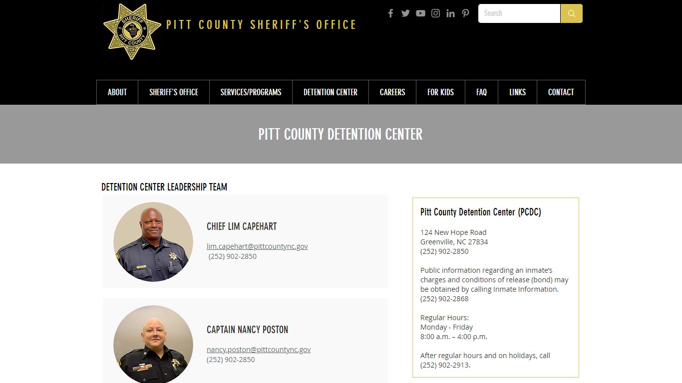 Pitt County Detention Center | Pitt County Sheriff I North Carolina